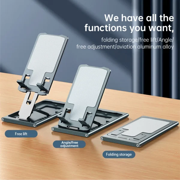 Folding Aluminum Phone Stand For Iphone Samsung Solid Support Holder For Huawei Xiaomi Metal Table Universal Phone Holder